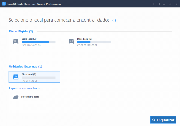 Testamos - EaseUS Data Recovery Wizard - Projeto de Redes